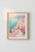 Santorini Coastal Wall Art | Pastel Greek Landscape Print, Mediterranean Decor