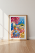Greek Island Terrace Art | Mediterranean Coastal Decor | Blue Sea Poster