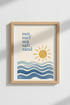 Coastal Beach Wall Art | Minimalist Sun & Waves Print | Modern Beach House Decor