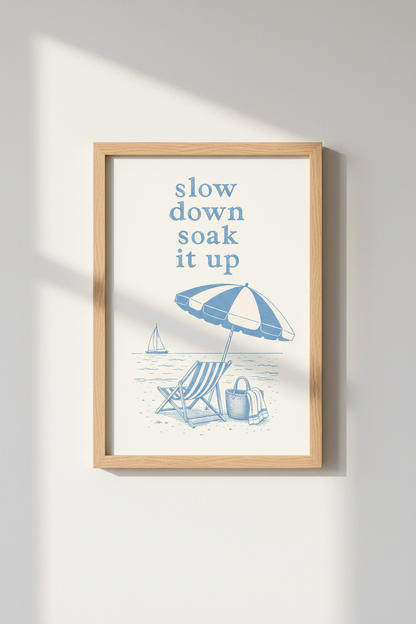 Coastal Beach Wall Art | Nautical Summer Decor, Blue Seaside Poster Print