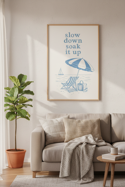Coastal Beach Wall Art | Nautical Summer Decor, Blue Seaside Poster Print