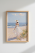 Coastal Woman Oil Painting | Seaside Beach Decor | Impressionist Poster