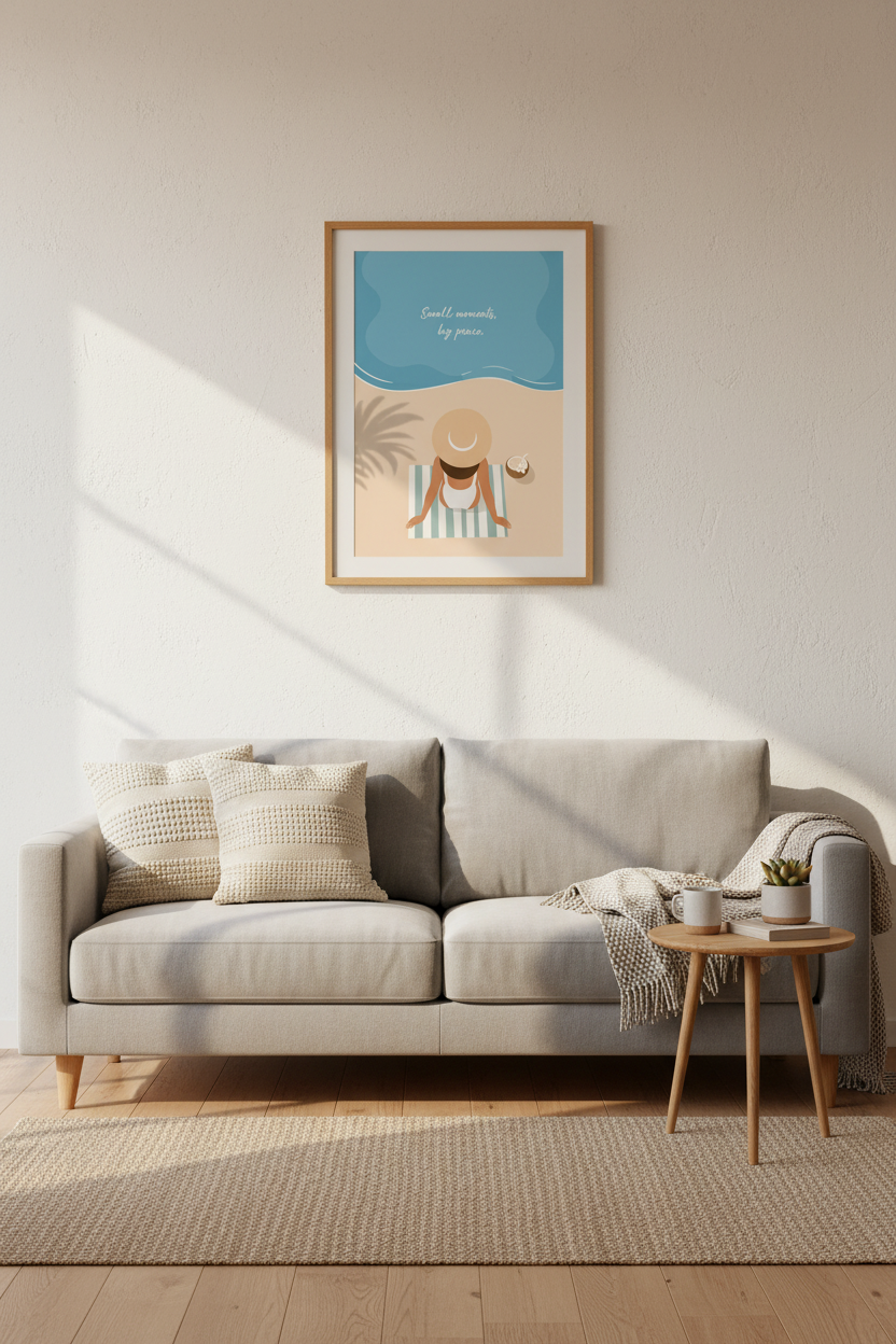 Beach wall art | Abstract Coastal Print | Living Room Decor | Sunny Poster
