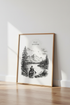 Keep Exploring Mountain Lake Art | Black and White Canoe Poster, Rustic Cabin Decor