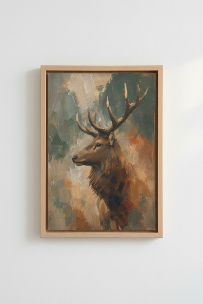 Majestic Elk Oil Painting | Impressionist Wildlife Art, Rustic Lodge Decor