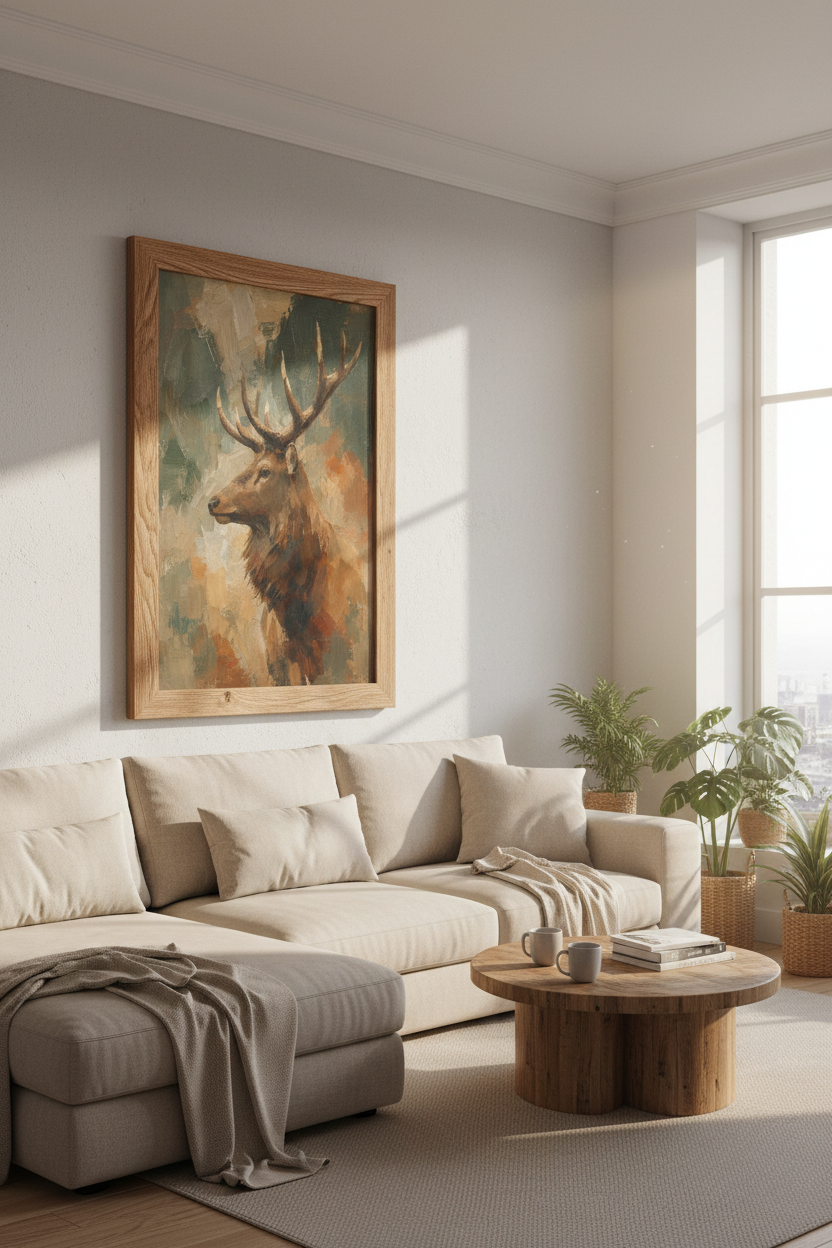 Majestic Elk Oil Painting | Impressionist Wildlife Art, Rustic Lodge Decor