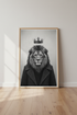 Lion King in Suit Wall Art | Black and White Royal Animal, Office Decor