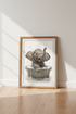 Baby Elephant Bath Print | Nursery Bathroom Decor | Cute Animal Poster