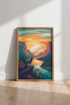 Mountain Elk Landscape Wall Art Print | Cabin Decor | Vibrant Sunset Poster