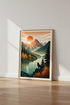 Wolf & Mountain Sunrise Wall Art Print | Cabin Decor | Rustic Nature Poster