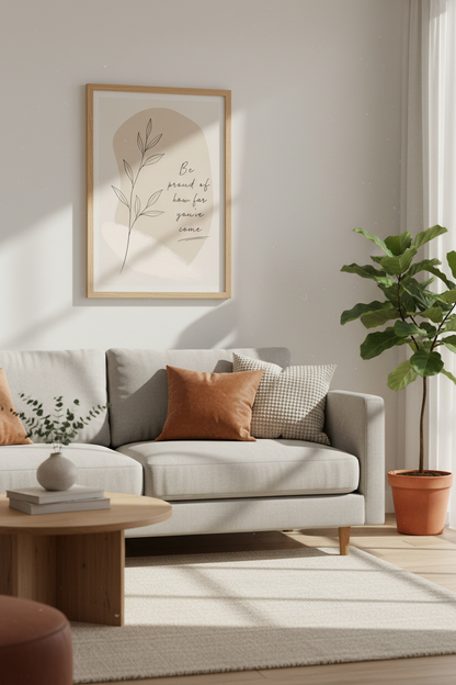 Motivational Quote Botanical Wall Art | Beige Minimalist Decor | Neutral Print