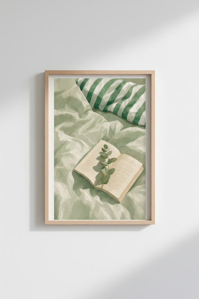 Green eucalyptus wall art | Soft sage hues, living room decor