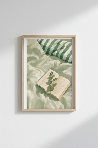 Green eucalyptus wall art | Soft sage hues, living room decor