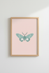 Minimalist Moth Wall Art | Pastel Teal & Blush Pink Decor | Modern Insect Poster