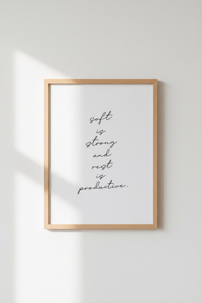 Soft is Strong Quote Wall Art | Minimalist Typography Poster | Desk Office Decor