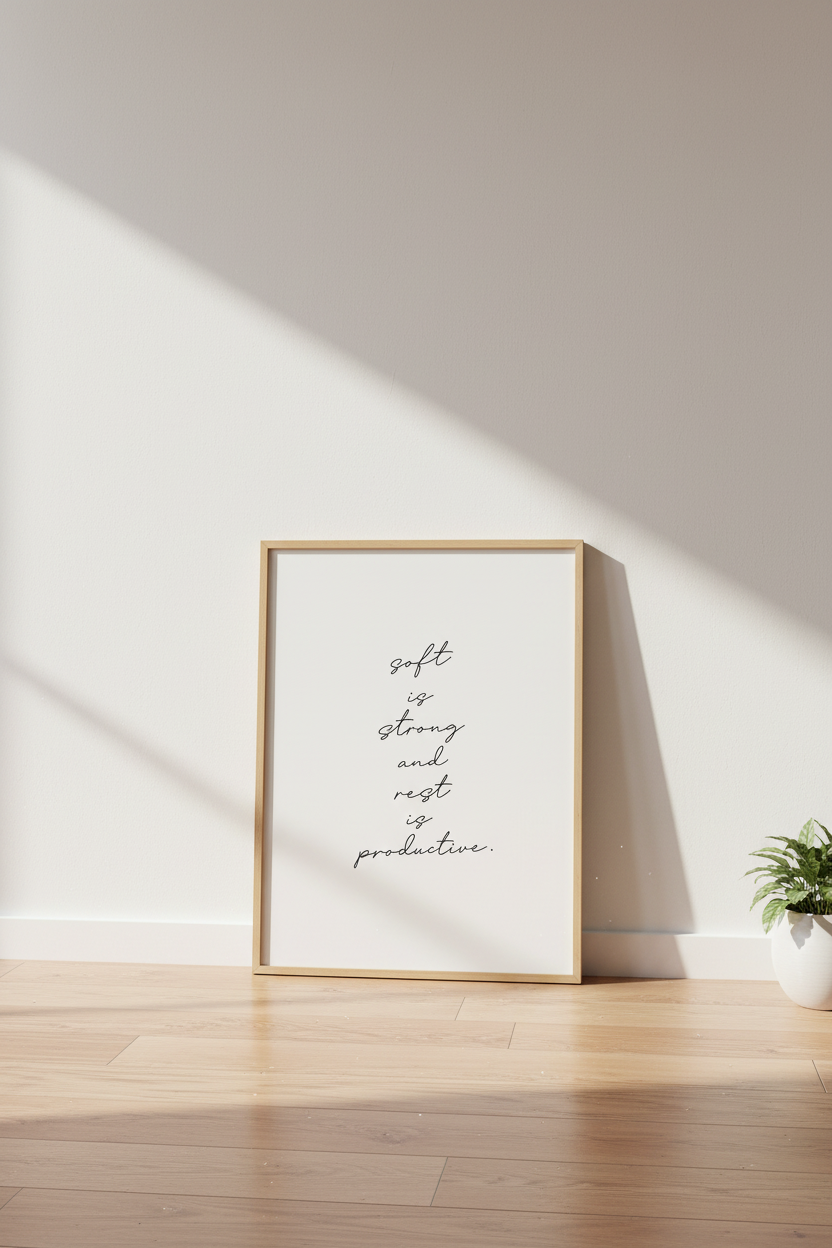 Soft is Strong Quote Wall Art | Minimalist Typography Poster | Desk Office Decor