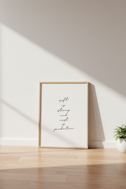 Soft is Strong Quote Wall Art | Minimalist Typography Poster | Desk Office Decor