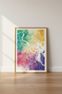 Watercolor City Map | Rainbow Abstract Street Map, Modern Office Decor Poster