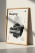 Beijing China Wall Art Print | Minimalist Travel Poster | Black and White Decor
