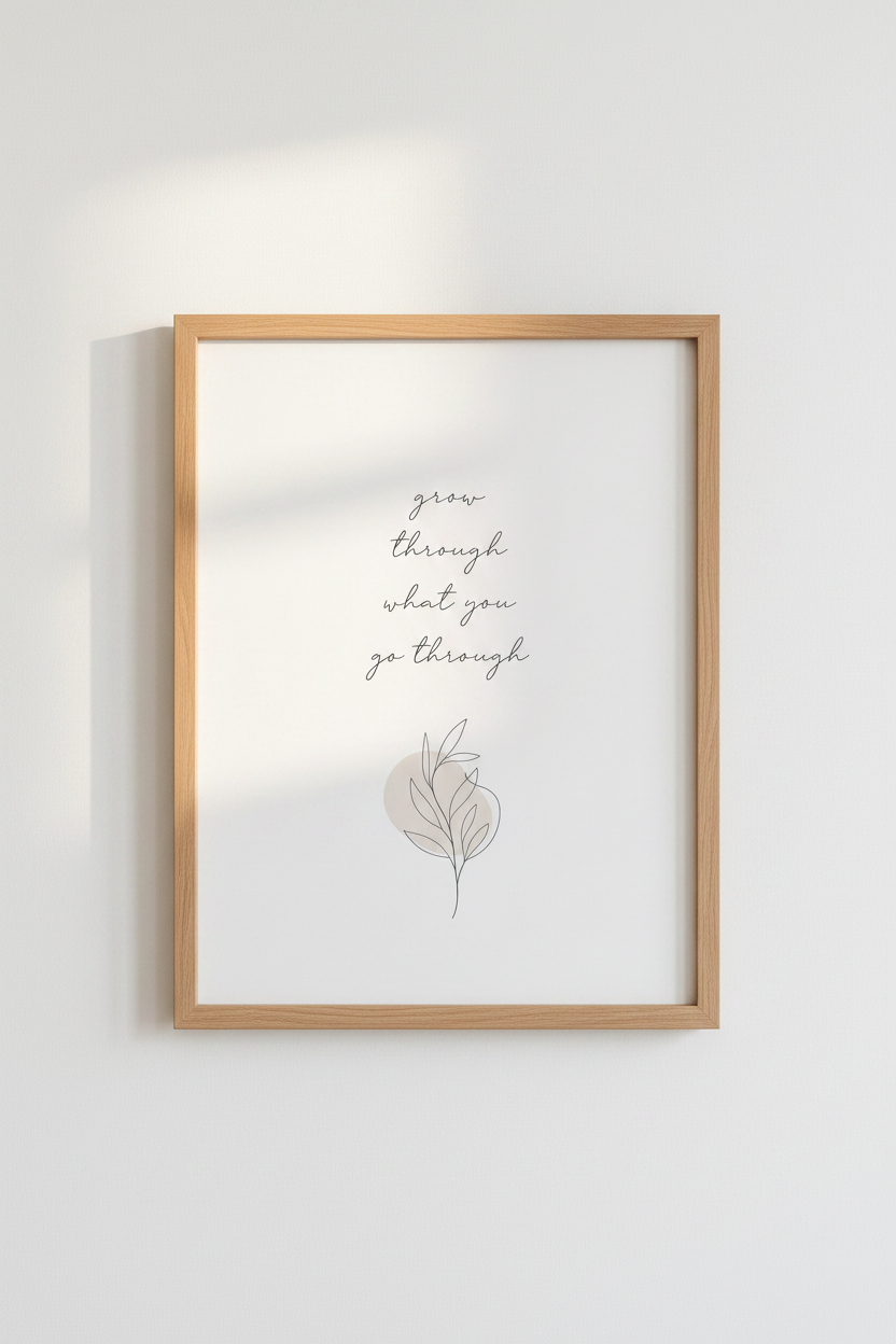 Grow Through What You Go Through Wall Art Print | Boho Bedroom Decor | Minimalist Poster