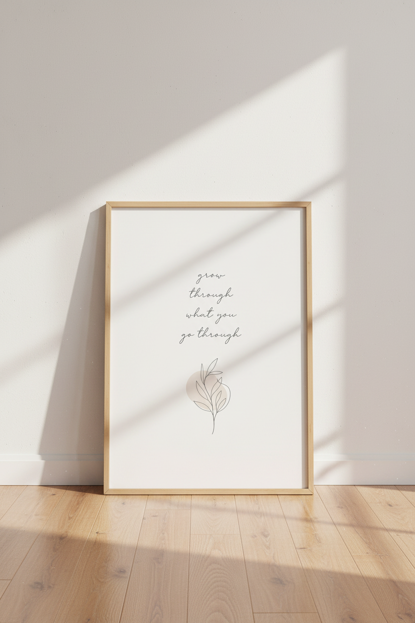 Grow Through What You Go Through Wall Art Print | Boho Bedroom Decor | Minimalist Poster