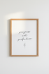 Progress Not Perfection Wall Art | Minimalist Quote Poster, Home Office Decor