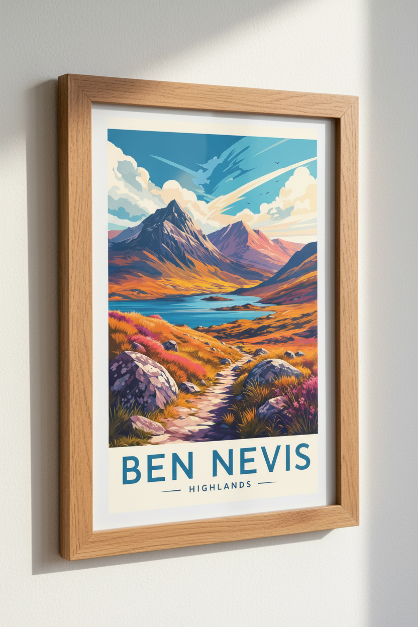 Ben Nevis Scotland Wall Art | Mountain Landscape Poster, Highlands Decor