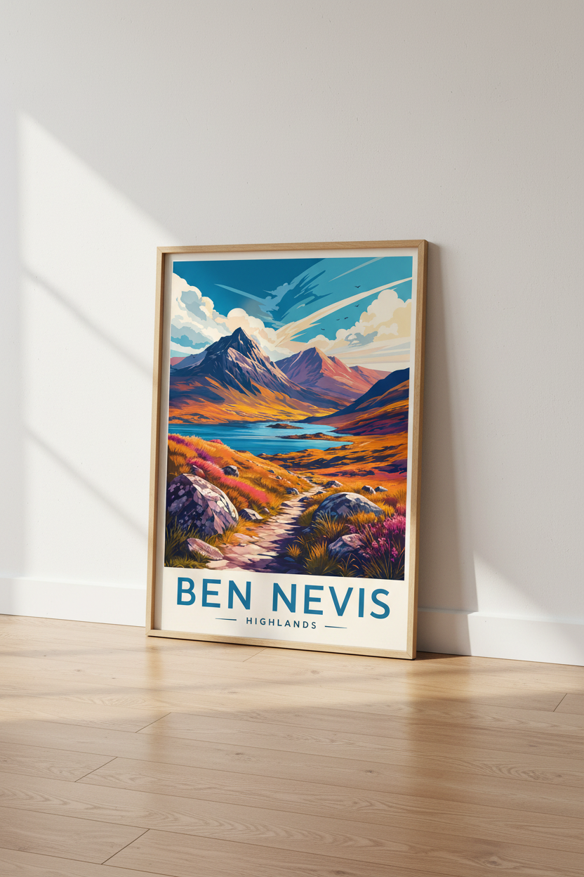 Ben Nevis Scotland Wall Art | Mountain Landscape Poster, Highlands Decor