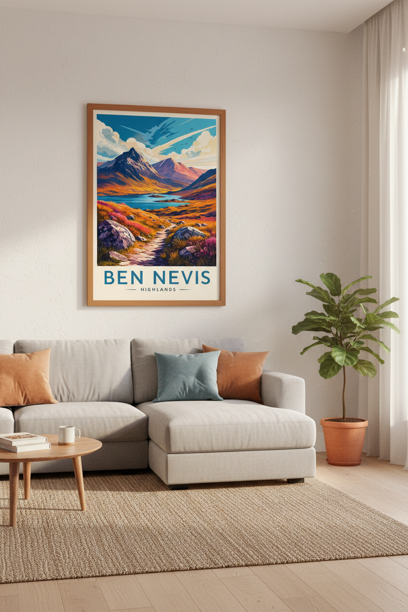 Ben Nevis Scotland Wall Art | Mountain Landscape Poster, Highlands Decor