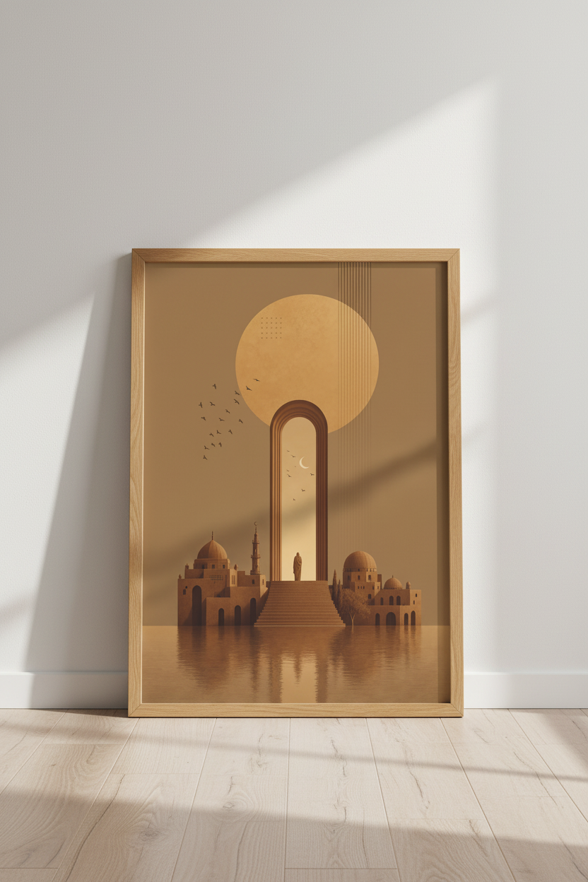 Minimalist Islamic Architecture | Terracotta Desert Arch, Modern Mosque Decor