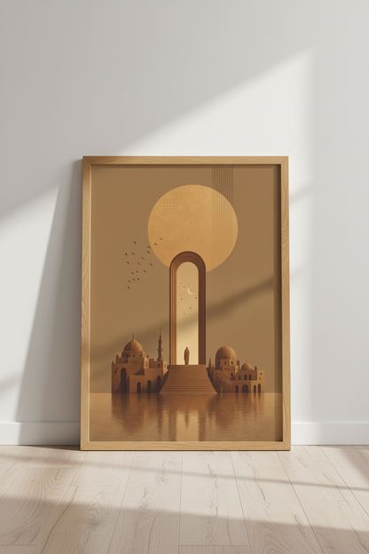 Minimalist Islamic Architecture | Terracotta Desert Arch, Modern Mosque Decor