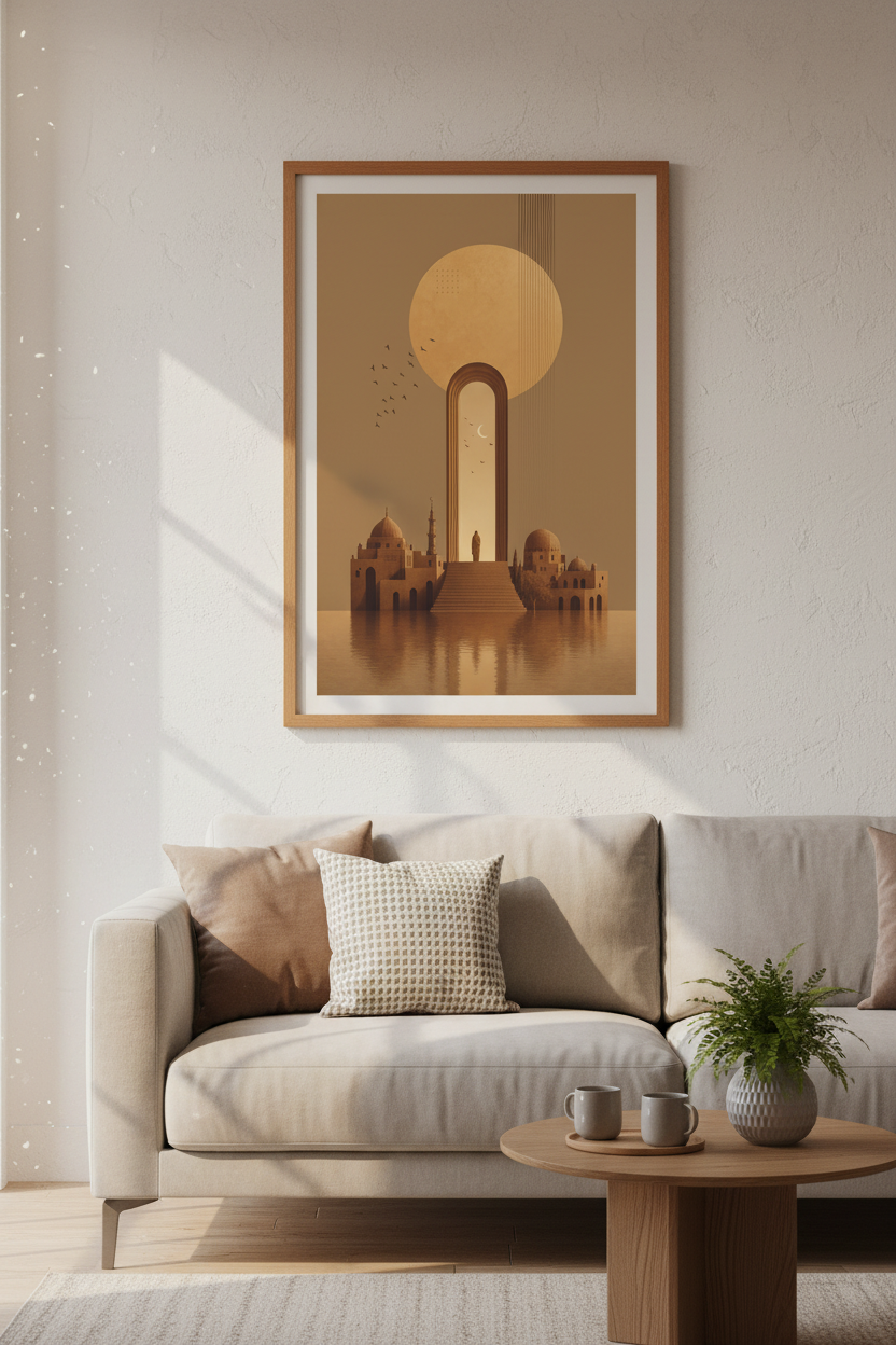 Minimalist Islamic Architecture | Terracotta Desert Arch, Modern Mosque Decor