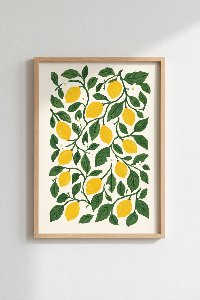 Lemon wall art | Modern Citrus, Living Room Decor, Sunshine Poster
