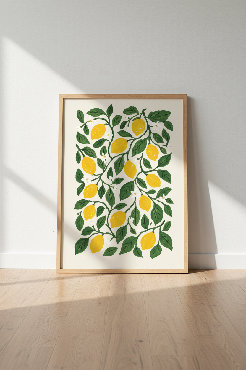 Lemon wall art | Modern Citrus, Living Room Decor, Sunshine Poster