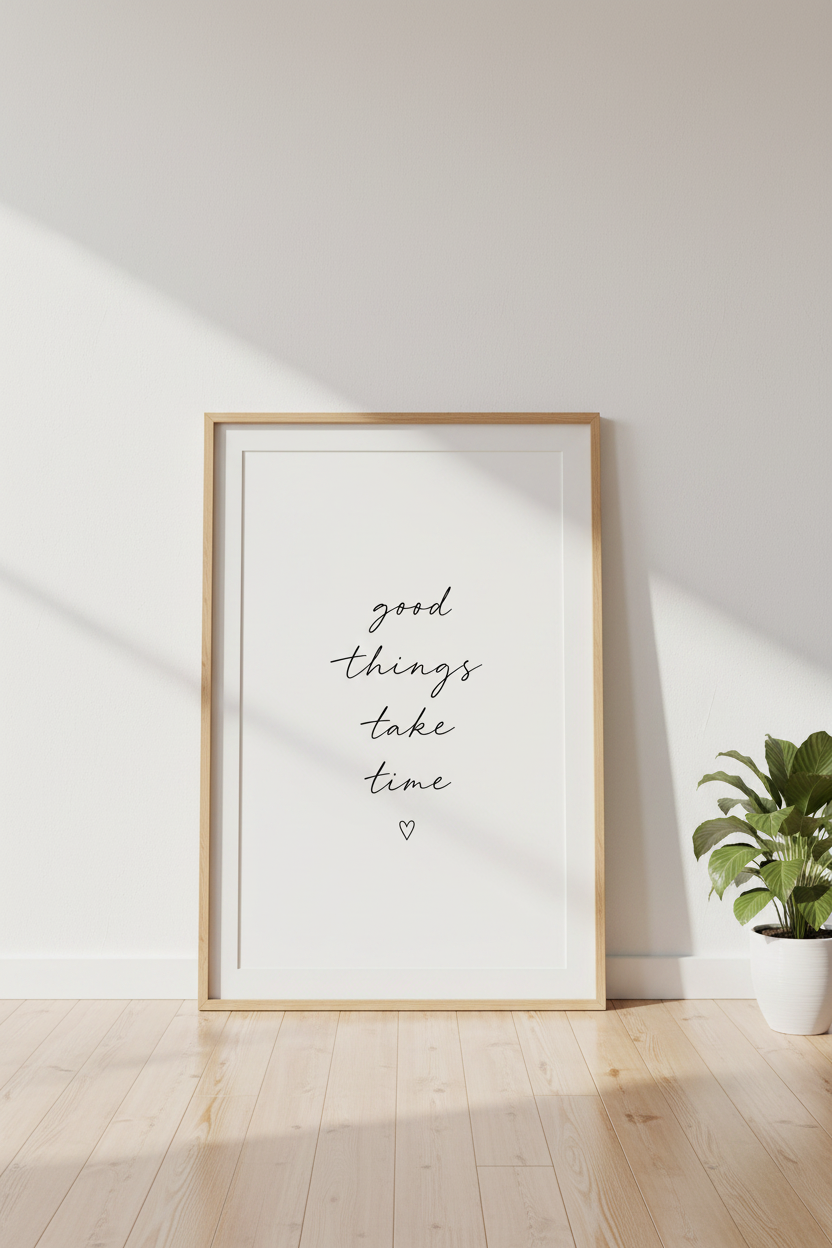 Good Things Take Time Wall Art | Minimalist Quote Print, Office Decor Aesthetic