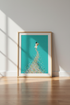 Woman & Wildflowers Wall Art | Teal Minimalist Poster, Bedroom Decor