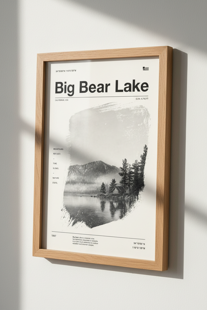 Big Bear Lake California Wall Art | Mountain Landscape Poster | Minimalist Decor