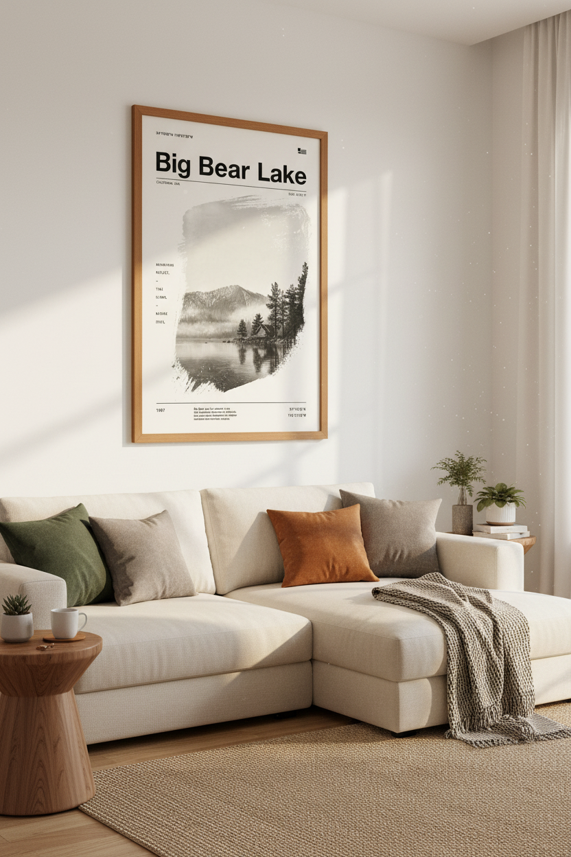 Big Bear Lake California Wall Art | Mountain Landscape Poster | Minimalist Decor