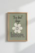 Retro Smiley Flower Wall Art | Sage Green Preppy Poster, Dorm Room Decor