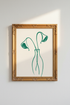 Green Line Art Print | Minimalist Vase, Living Room Decor | Contemporary Poster