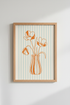 Danish Pastel Floral Print | Orange Flower Stripe Poster, Retro Boho Wall Art