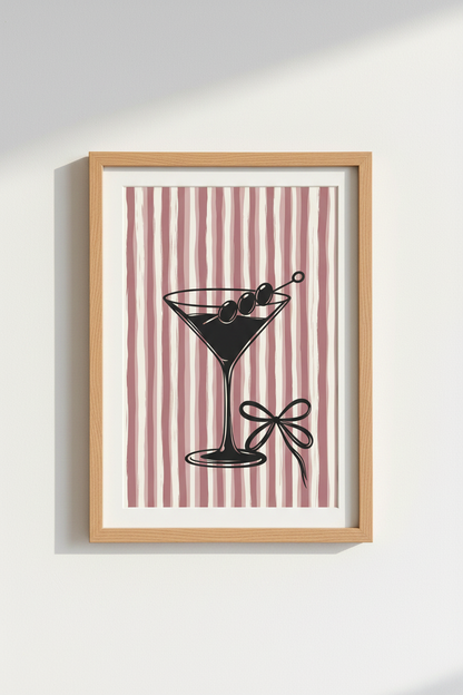 Dirty Martini Cocktail Wall Art Print | Pink Kitchen Decor | Coquette Aesthetic Poster