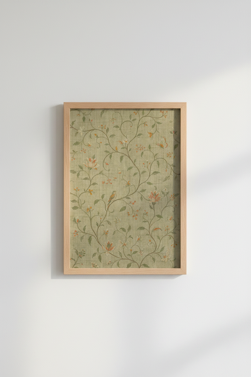 botanical wall art | Vintage green florals, living room decor