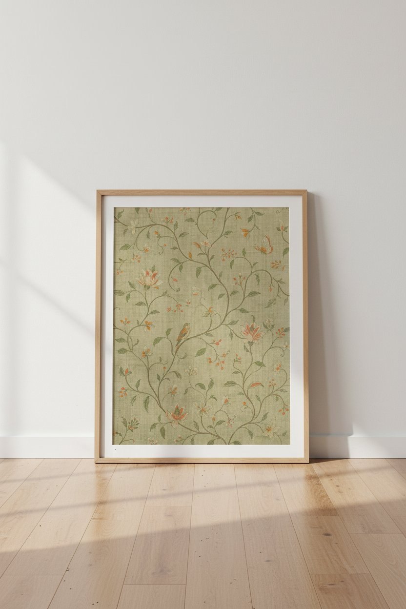 botanical wall art | Vintage green florals, living room decor