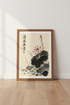 Japanese Lotus Flower Wall Art | Zen Ink Wash Poster, Yoga Meditation Decor