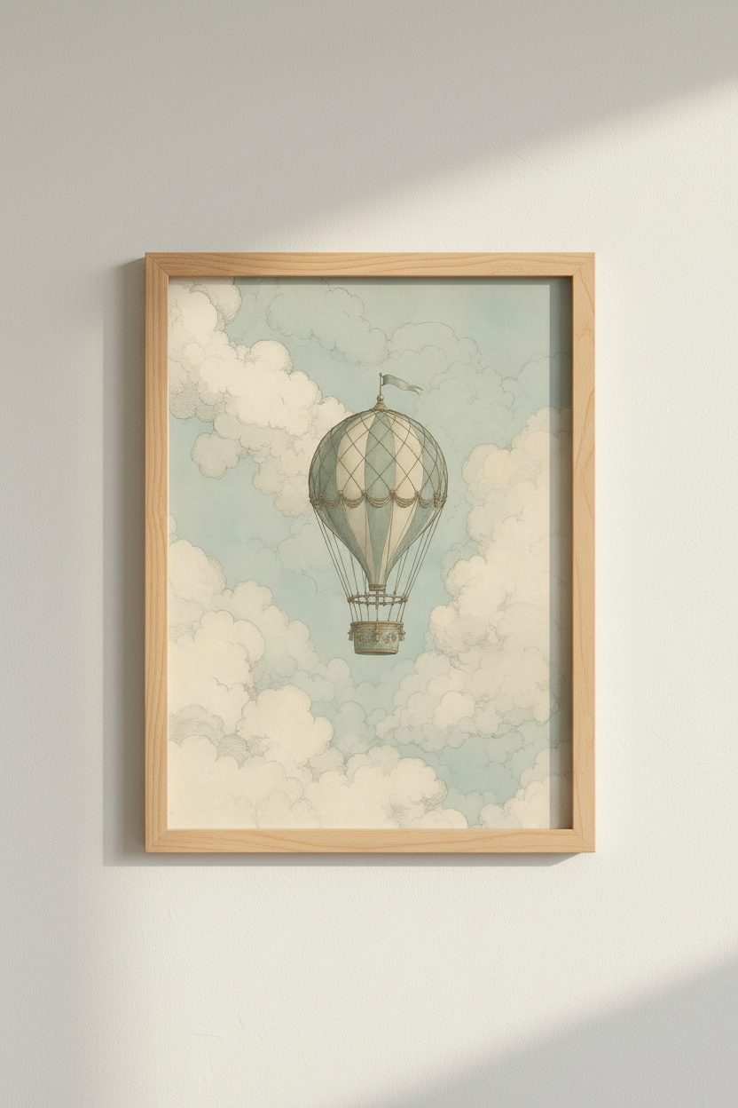 Pastel balloon print | Soft hues, vintage vibe, nursery decor