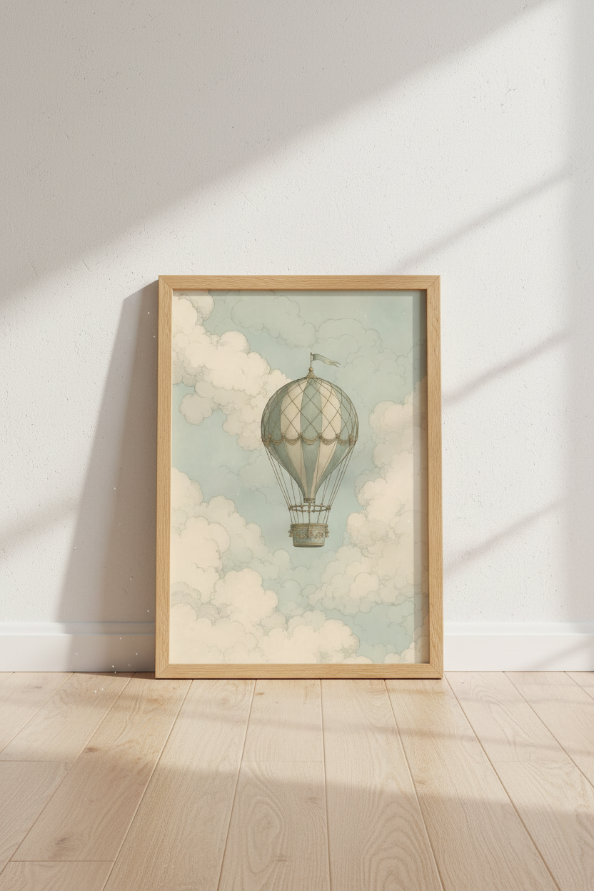 Pastel balloon print | Soft hues, vintage vibe, nursery decor