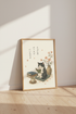 Japanese Reading Cat Wall Art Print | Zen Library Decor | Watercolor Tuxedo Cat Poster