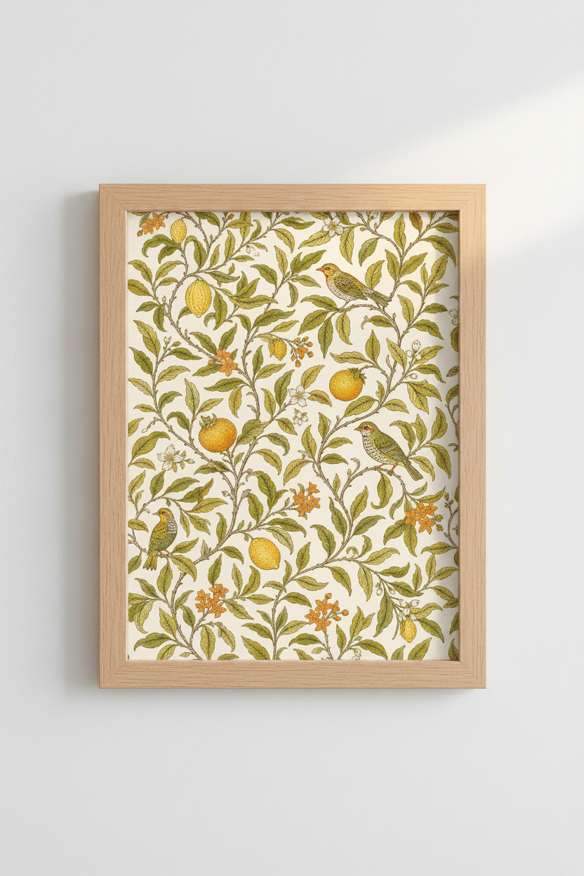 Botanical Wall Art | Vintage Lemon Decor, Living Room | Sunny Poster