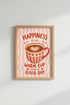 Pink Kitchen Wall Art | Coffee Lover Poster, Aesthetic Cafe Decor